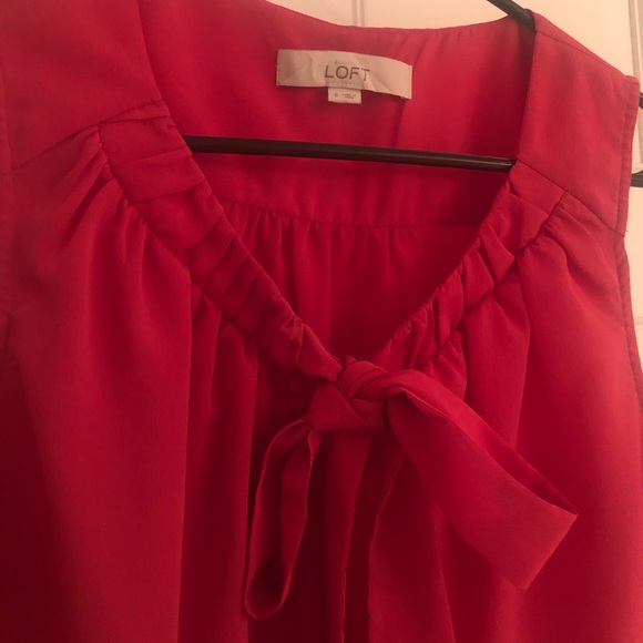 LOFT pink sleeveless top with neck tie, small - Picture 4 of 8